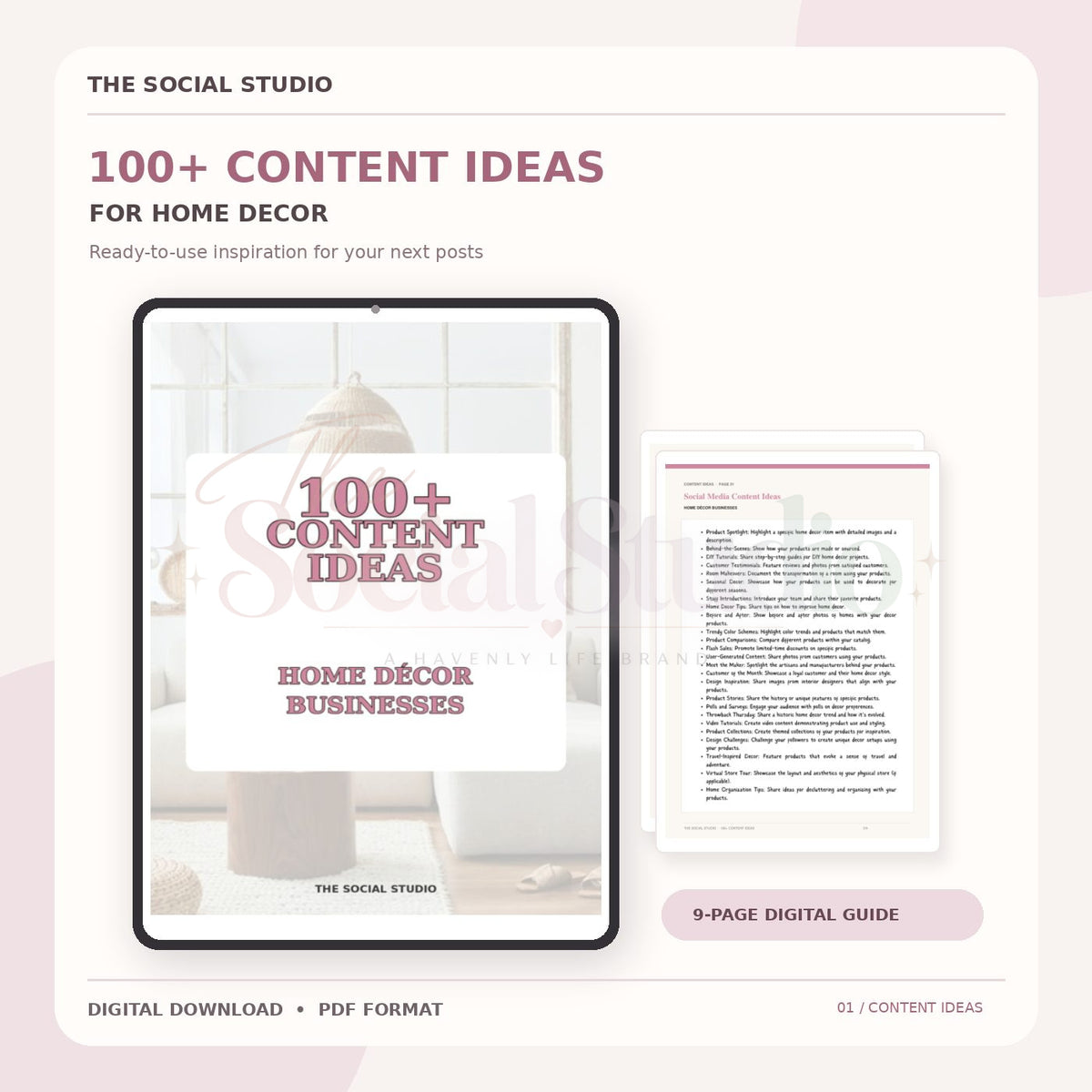 Home Decor – Content Ideas Pack | The Social Studio