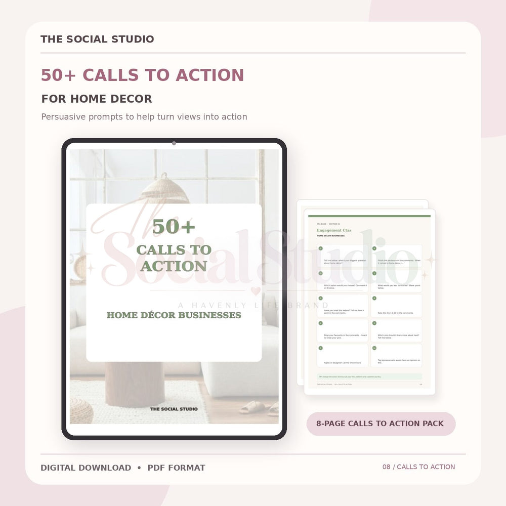 Home Decor – Calls to Action Pack | The Social Studio