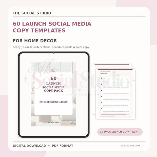 Home Decor – Launch Social Media Copy Pack | The Social Studio