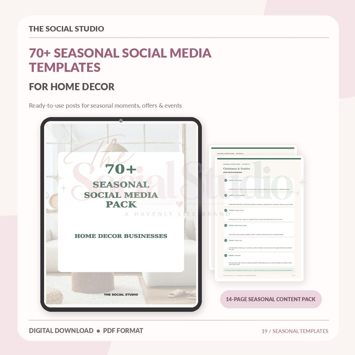 Home Decor – Seasonal Social Media Pack | The Social Studio
