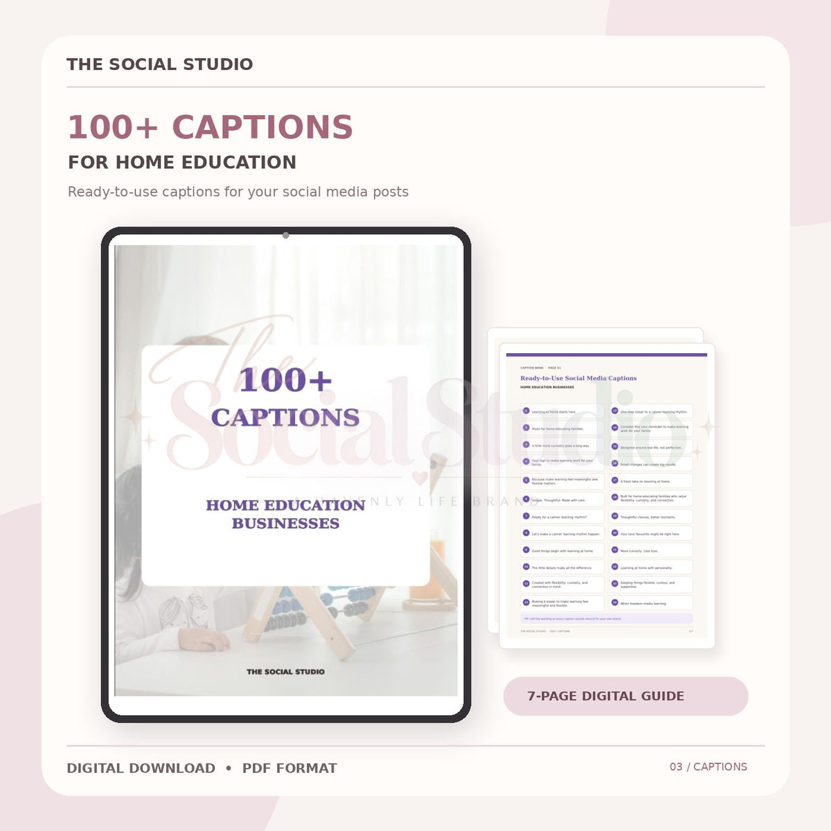 Home Education – Caption Pack | The Social Studio