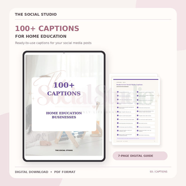 Home Education – Caption Pack | The Social Studio