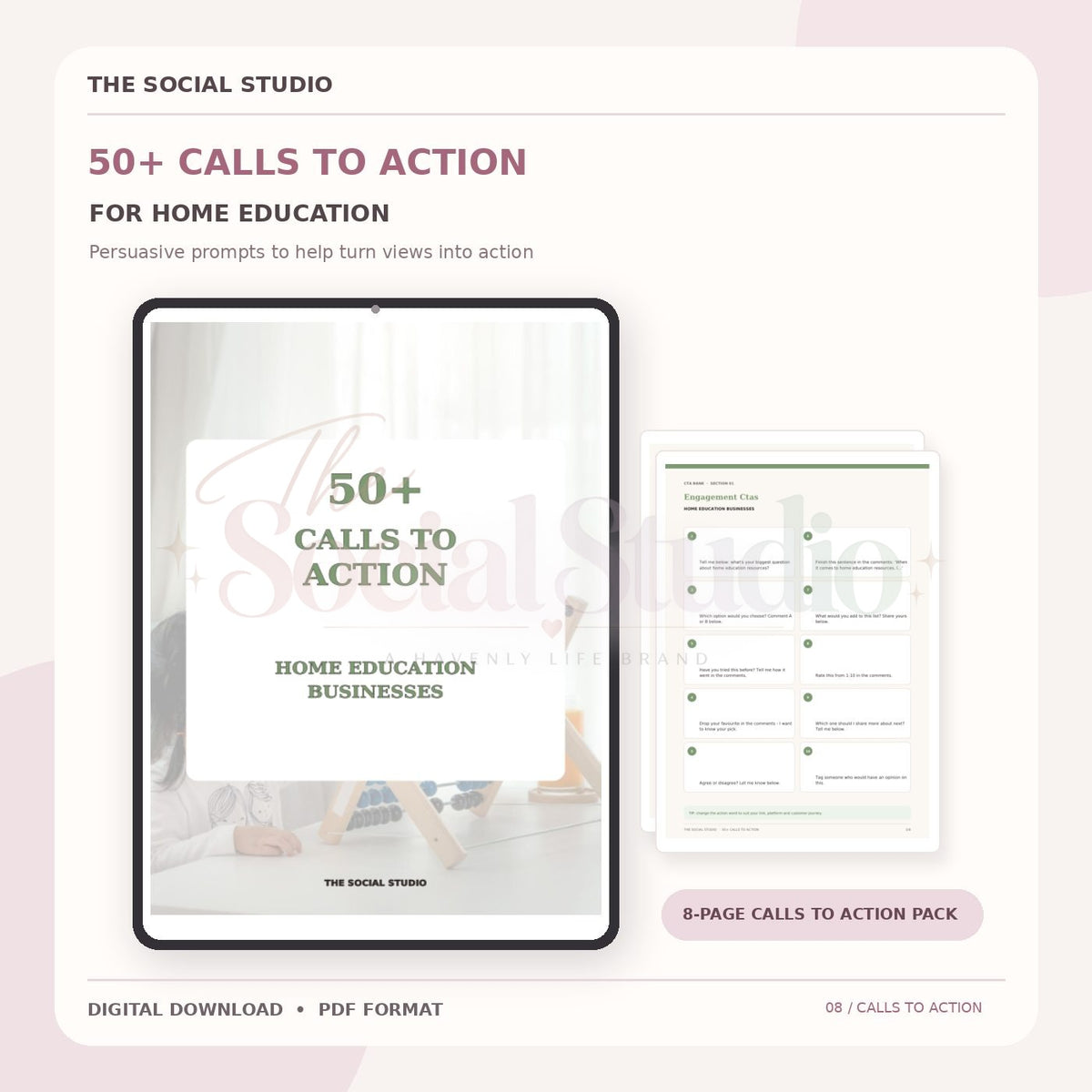 Home Education – Calls to Action Pack | The Social Studio