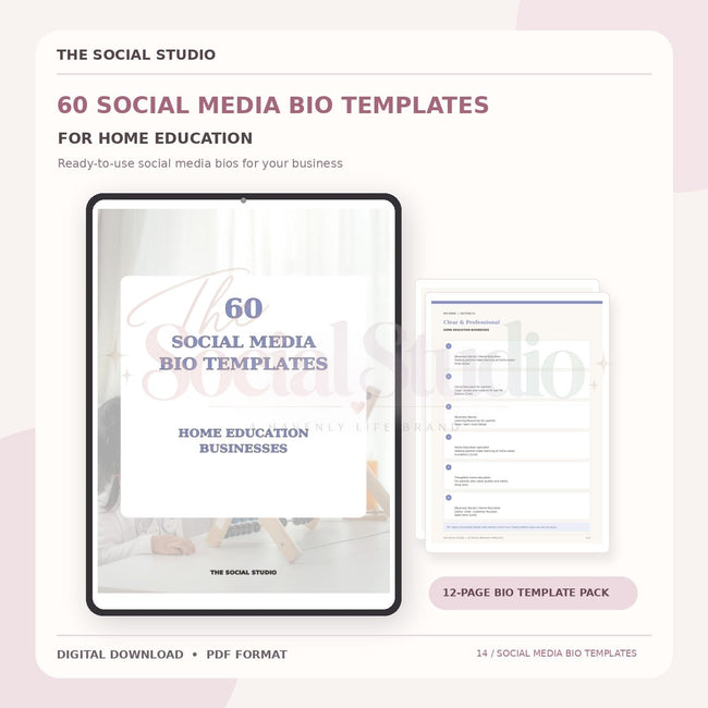 Home Education – Social Media Bio Templates | The Social Studio