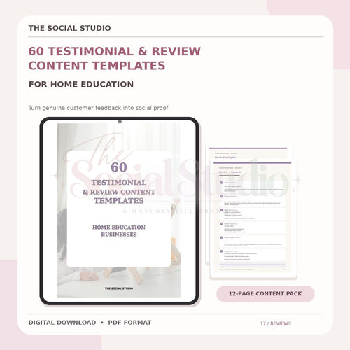 Home Education – Testimonial & Review Content Templates | The Social Studio