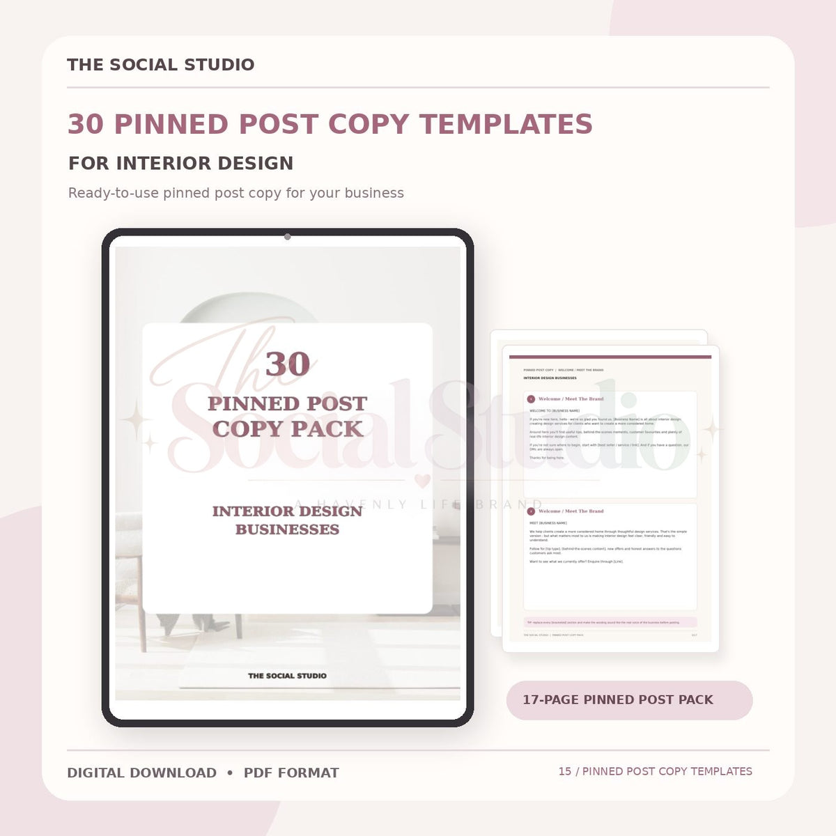 Interior Designers – Pinned Post Copy Pack | The Social Studio