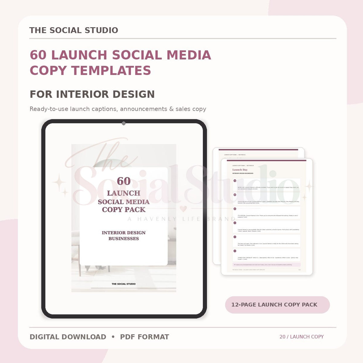 Interior Designers – Launch Social Media Copy Pack | The Social Studio