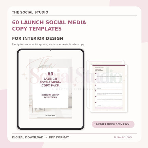 Interior Designers – Launch Social Media Copy Pack | The Social Studio