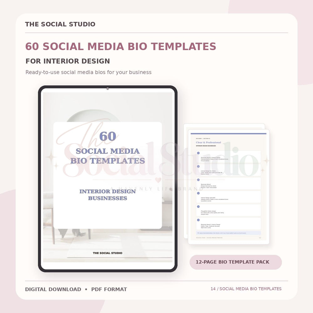 Interior Designers – Social Media Bio Templates | The Social Studio