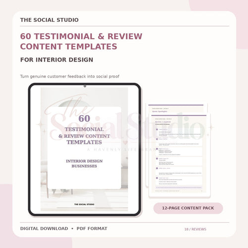 Interior Designers – Testimonial & Review Content Templates