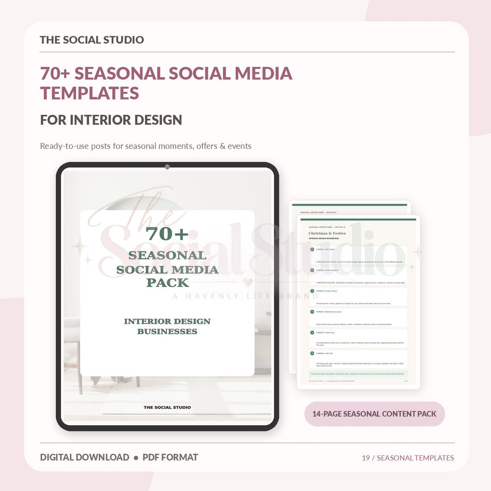 Interior Designers – Seasonal Social Media Pack | The Social Studio