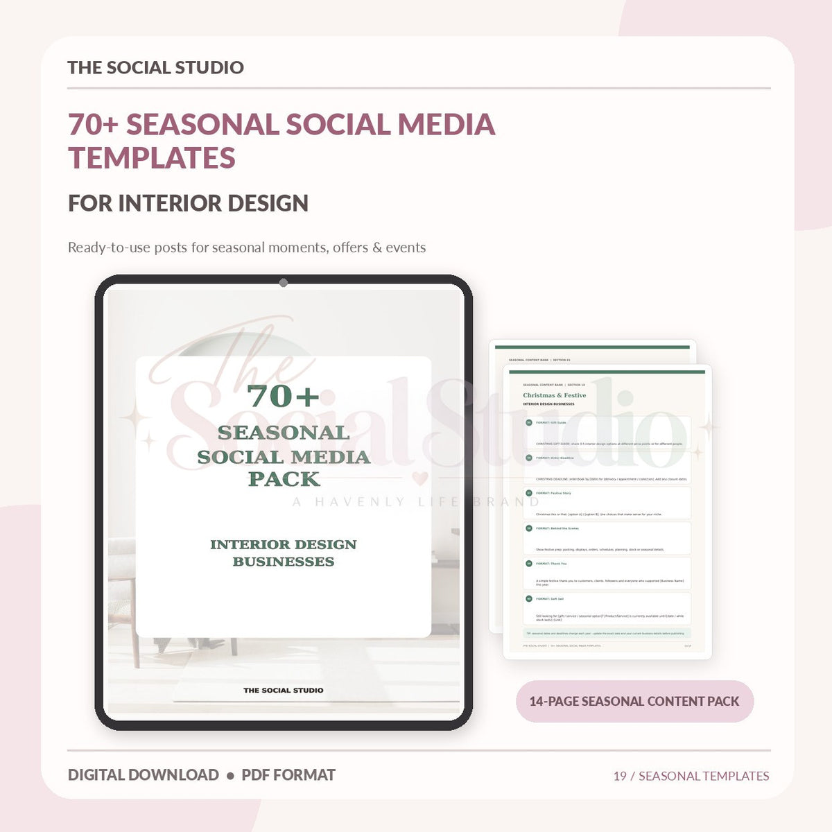 Interior Designers – Seasonal Social Media Pack | The Social Studio