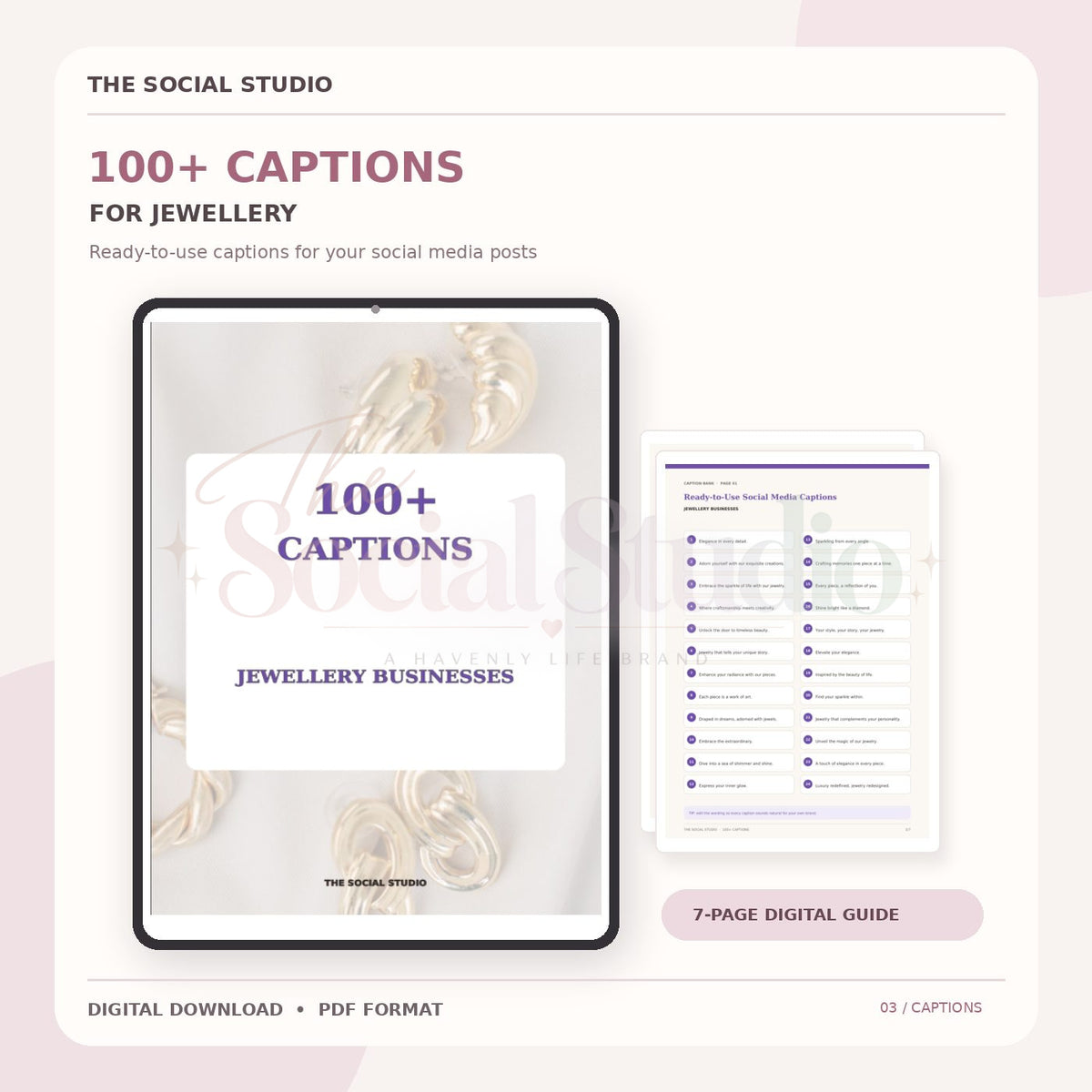 Jewellery – Caption Pack | The Social Studio