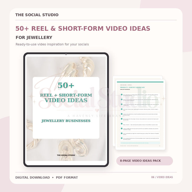 Jewellery – Reels & Short-Form Video Ideas Pack | The Social Studio