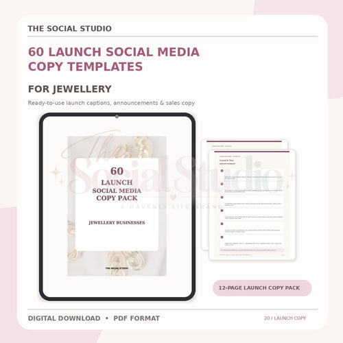 Jewellery – Launch Social Media Copy Pack | The Social Studio