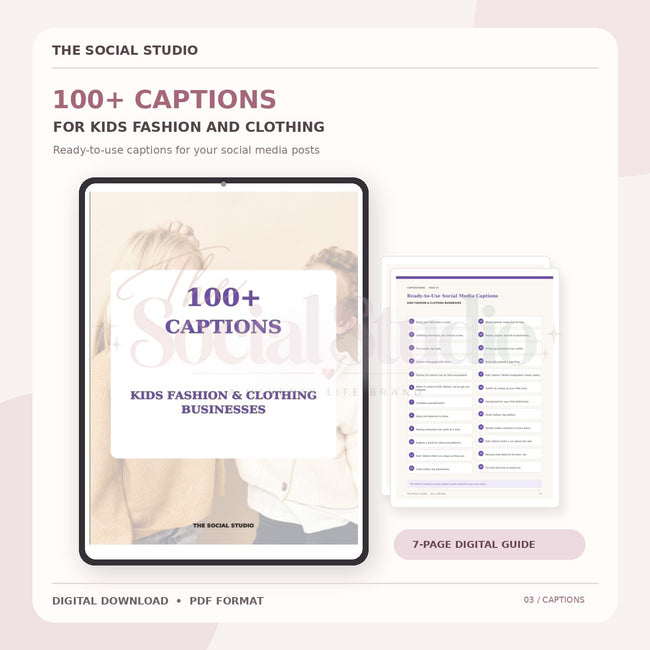 Kids Fashion & Clothing – Caption Pack | The Social Studio