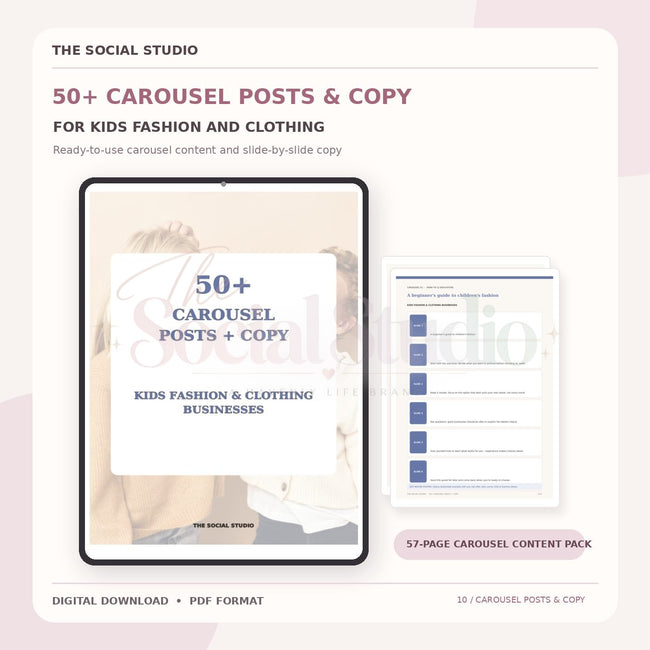 Kids Fashion & Clothing – Carousel Ideas & Copy Pack | The Social Studio