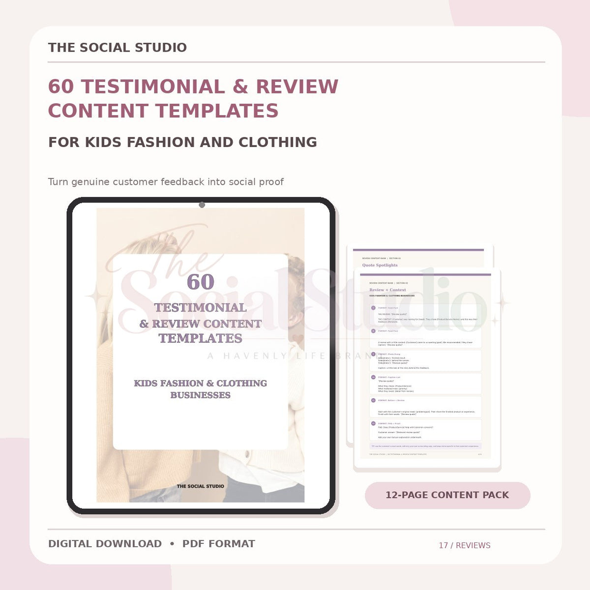 Kids Fashion & Clothing – Testimonial & Review Content Templates | The Social Studio