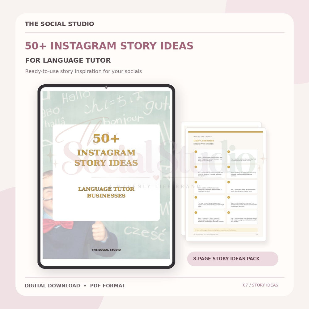 Learning Language Tutors – Instagram Story Ideas Pack | The Social Studio