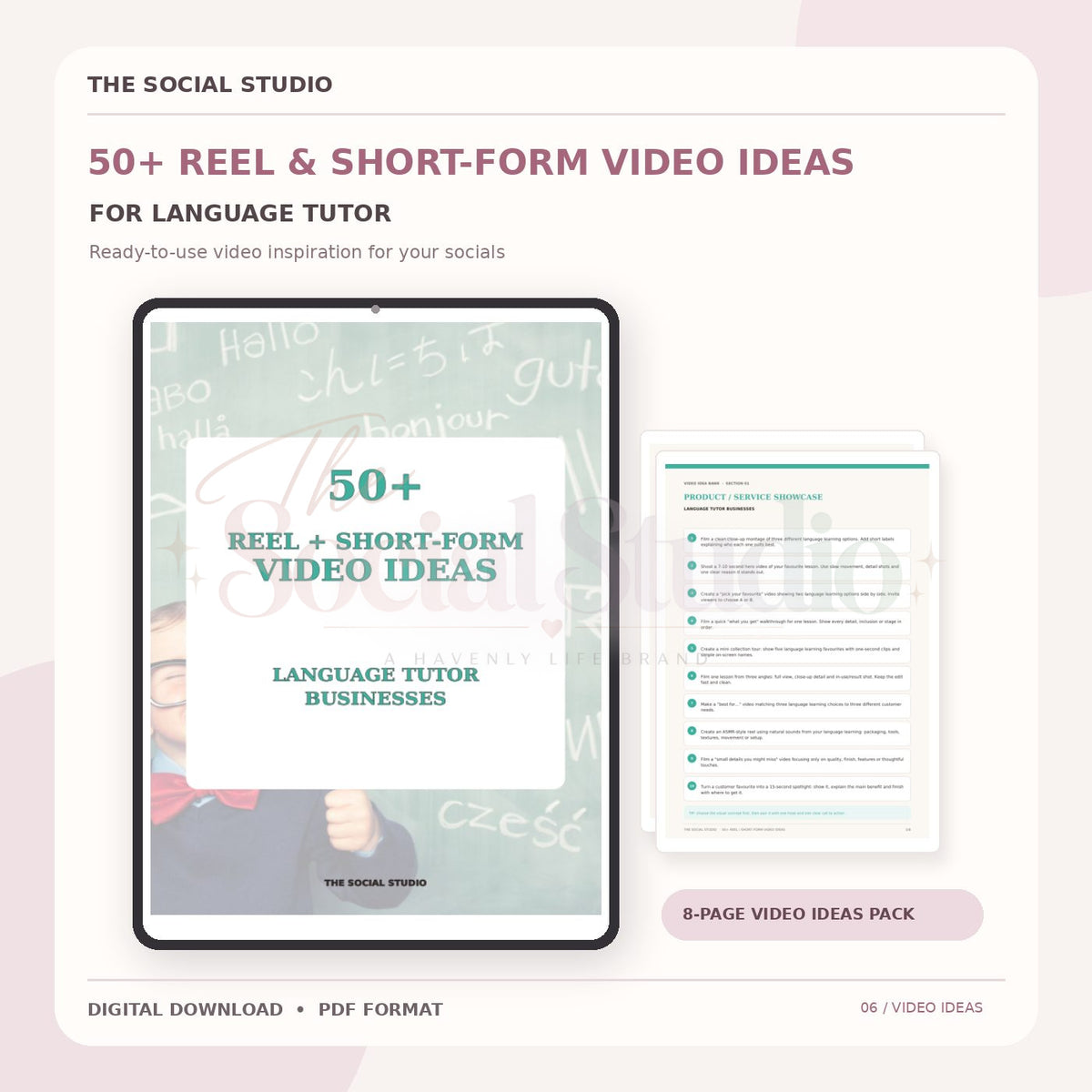 Learning Language Tutors – Reels & Short-Form Video Ideas Pack | The Social Studio