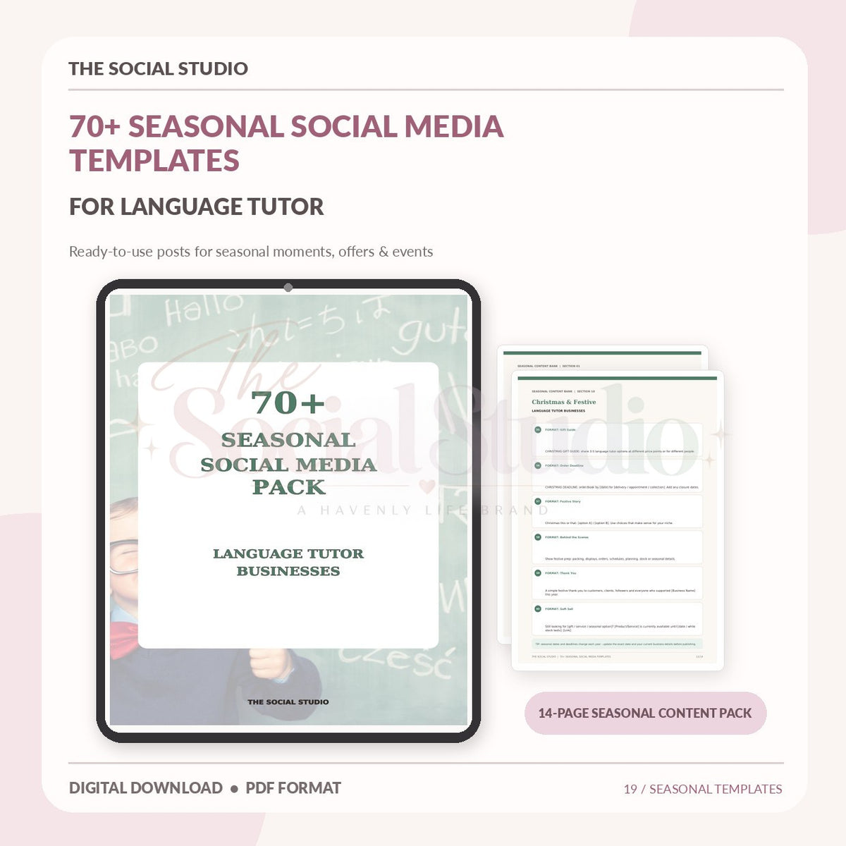 Learning Language Tutors – Seasonal Social Media Pack | The Social Studio