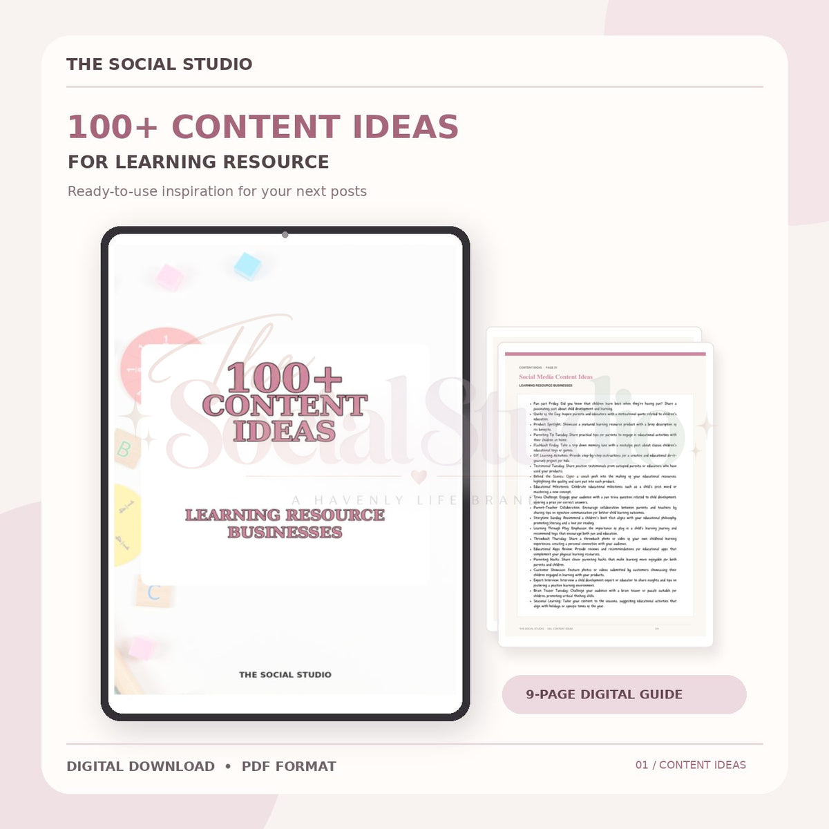 Learning Resources – Content Ideas Pack | The Social Studio