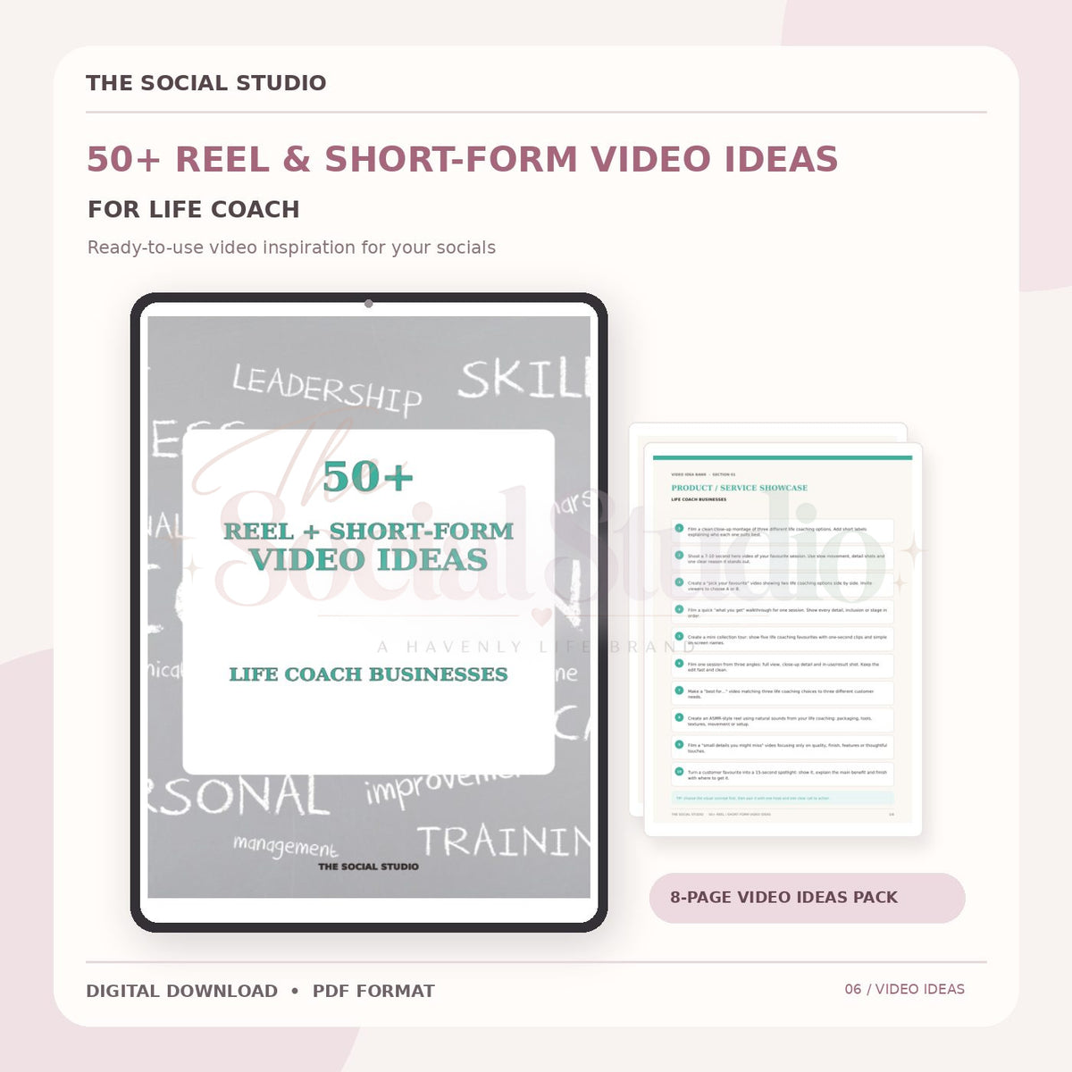 Life Coach – Reels & Short-Form Video Ideas Pack | The Social Studio
