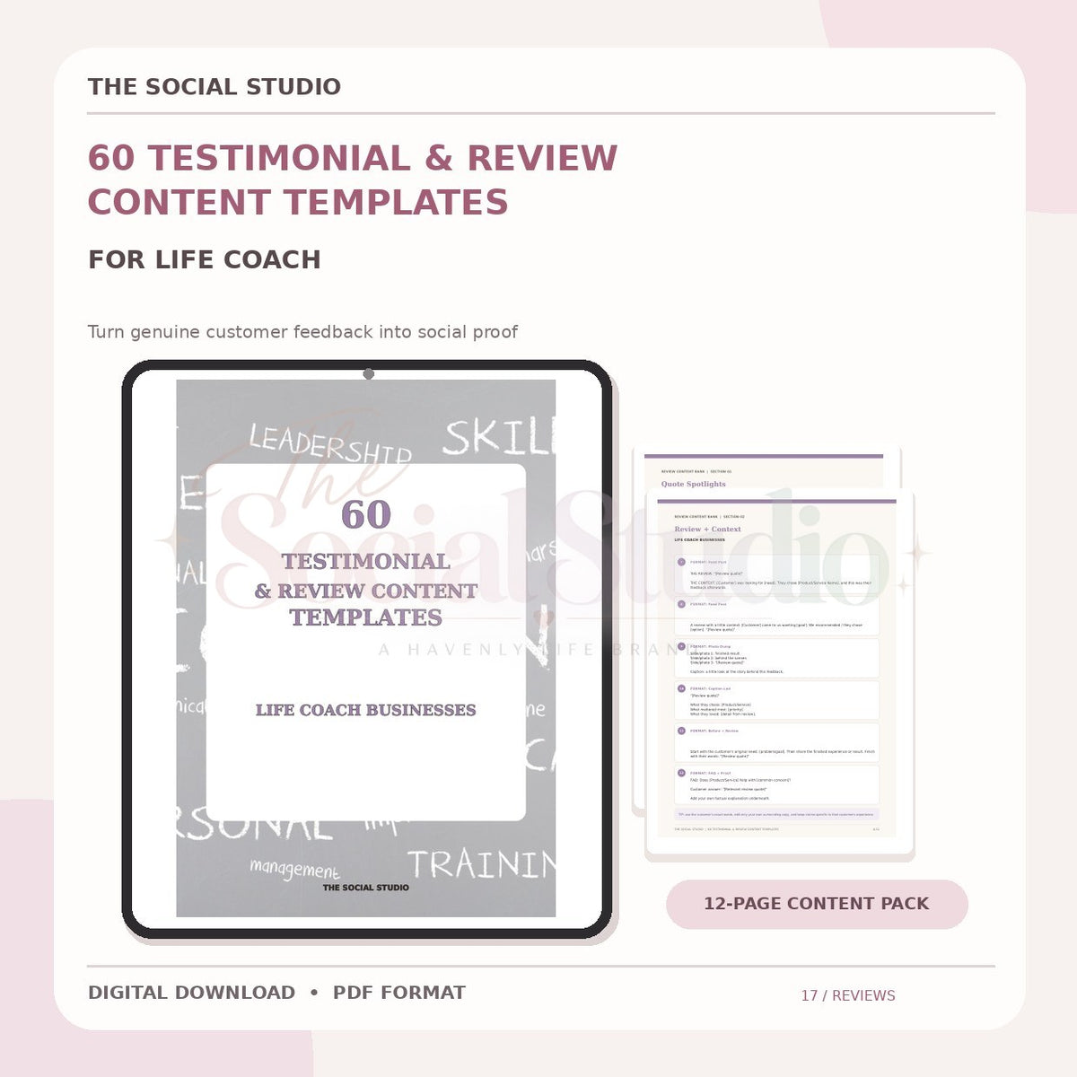Life Coach – Testimonial & Review Content Templates | The Social Studio
