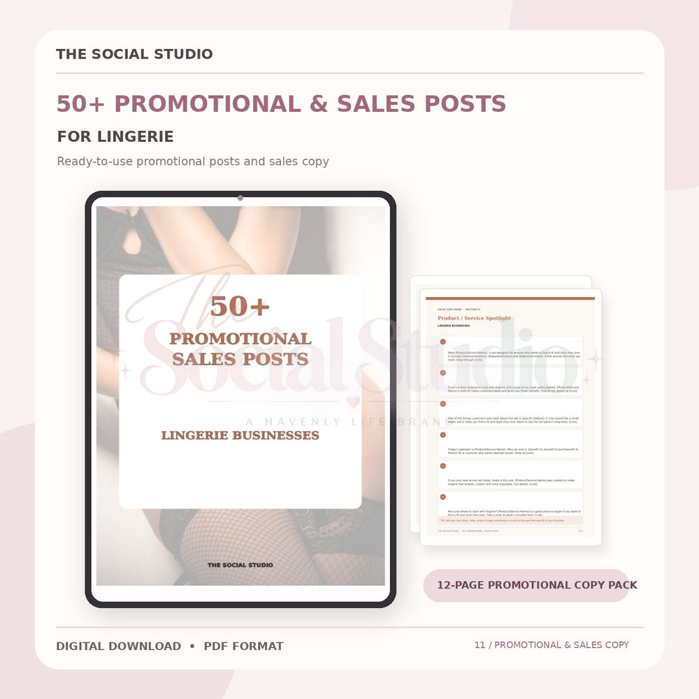 Lingerie – Promotional & Sales Post Templates | The Social Studio