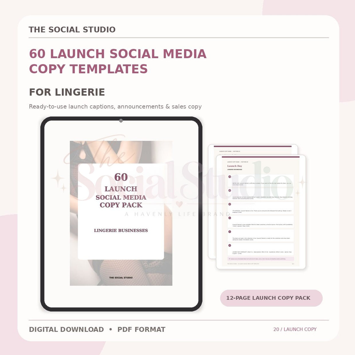 Lingerie – Launch Social Media Copy Pack | The Social Studio