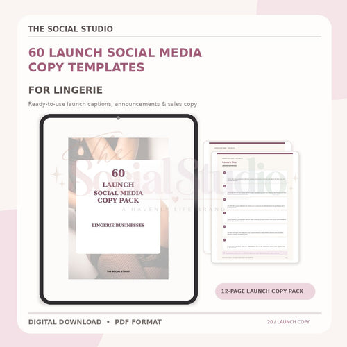 Lingerie – Launch Social Media Copy Pack | The Social Studio