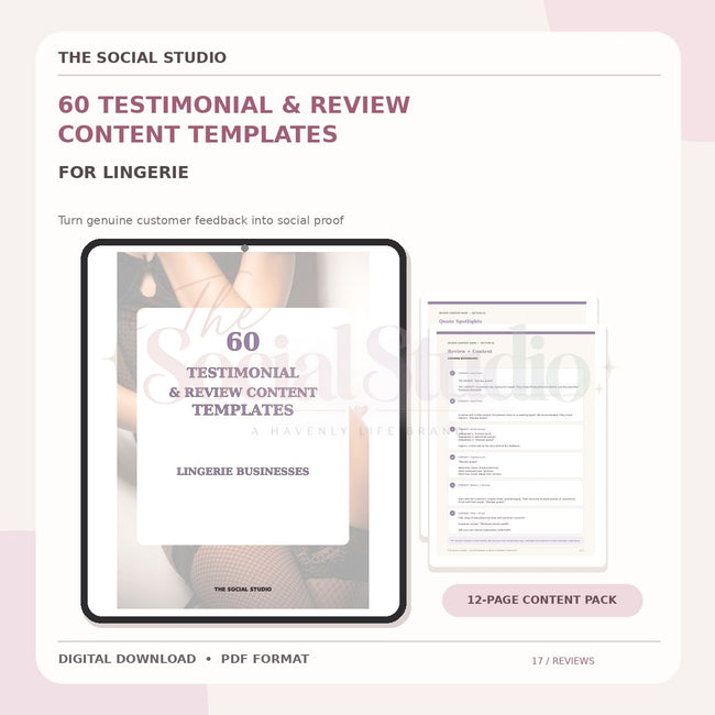 Lingerie – Testimonial & Review Content Templates | The Social Studio