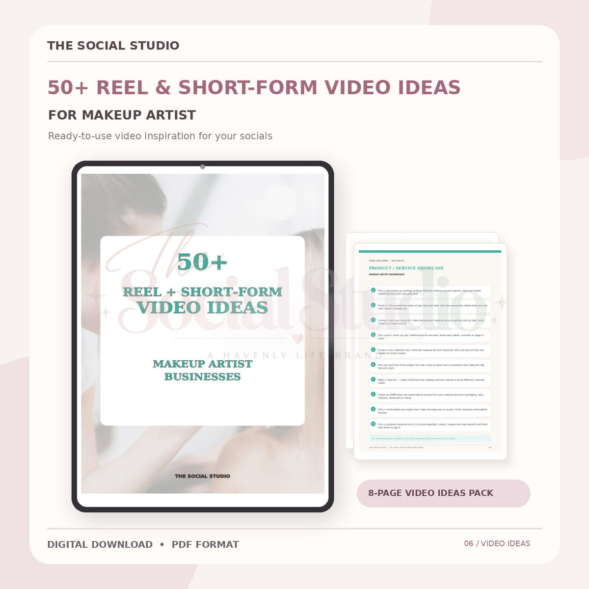 Makeup Artist – Reels & Short-Form Video Ideas Pack | The Social Studio
