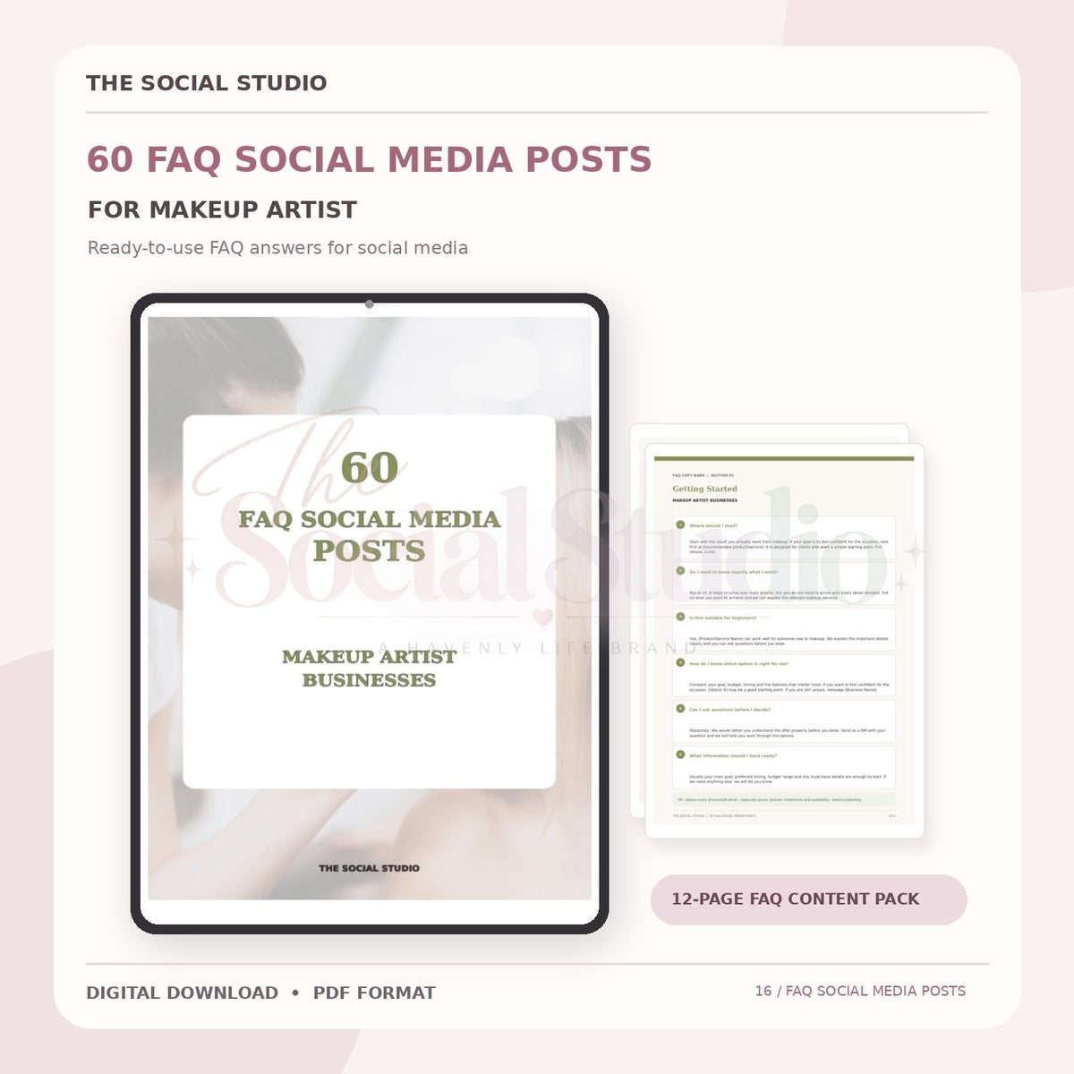 Makeup Artist – FAQ Social Media Post Pack | The Social Studio