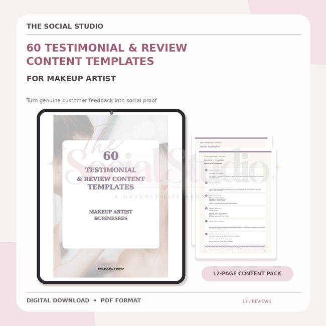 Makeup Artist – Testimonial & Review Content Templates | The Social Studio