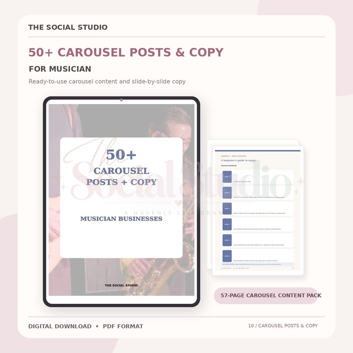 Musicians – Carousel Ideas & Copy Pack | The Social Studio