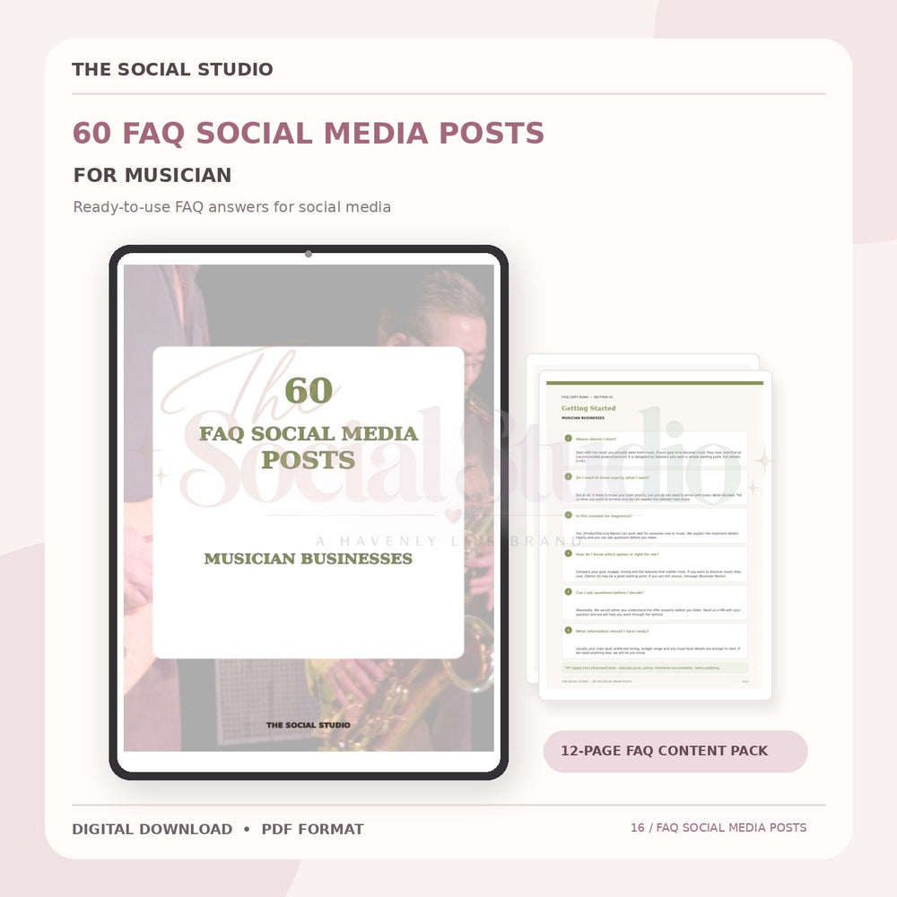 Musicians – FAQ Social Media Post Pack | The Social Studio
