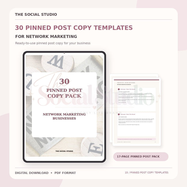 Network Marketing – Pinned Post Copy Pack | The Social Studio