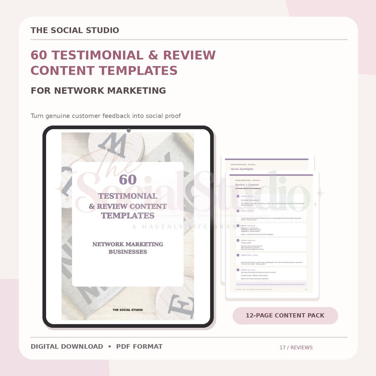 Network Marketing – Testimonial & Review Content Templates | The Social Studio
