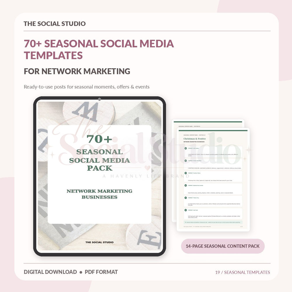 Network Marketing – Seasonal Social Media Pack | The Social Studio