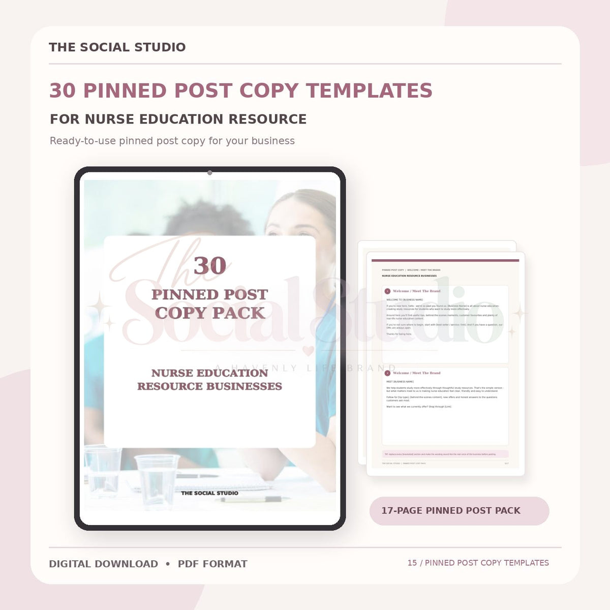 Nurse Education Resources – Pinned Post Copy Pack | The Social Studio
