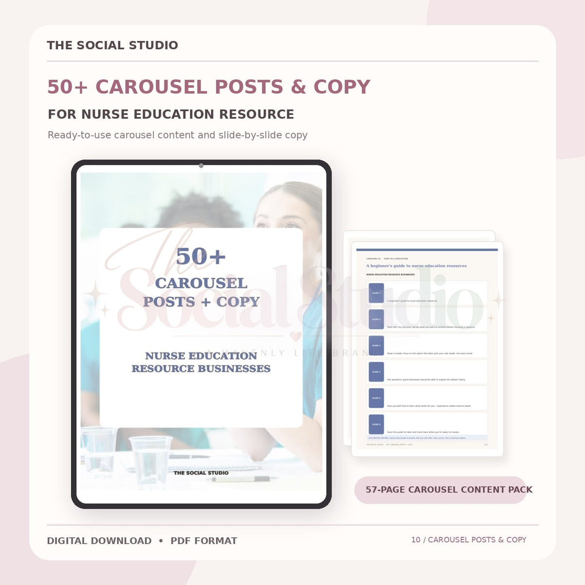 Nurse Education Resources – Carousel Ideas & Copy Pack | The Social Studio
