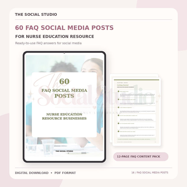 Nurse Education Resources – FAQ Social Media Post Pack | The Social Studio