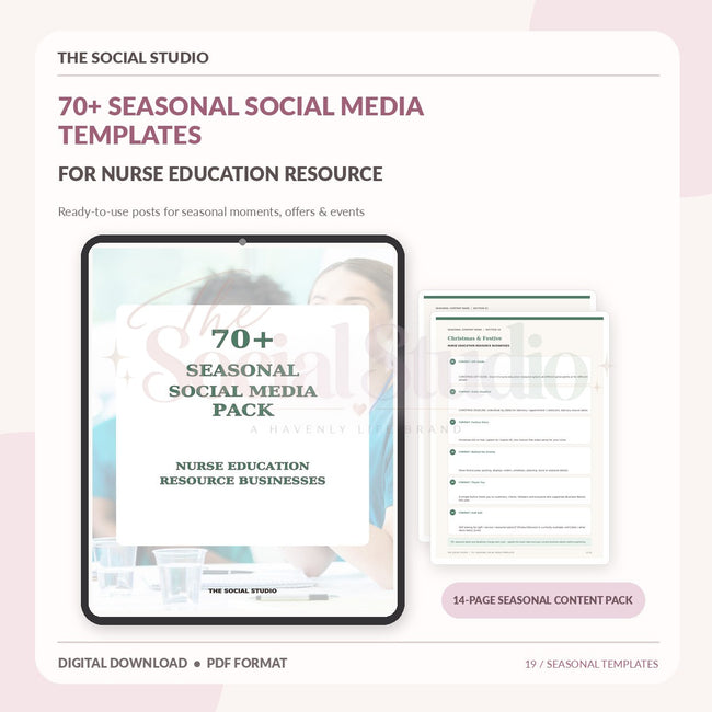 Nurse Education Resources – Seasonal Social Media Pack | The Social Studio
