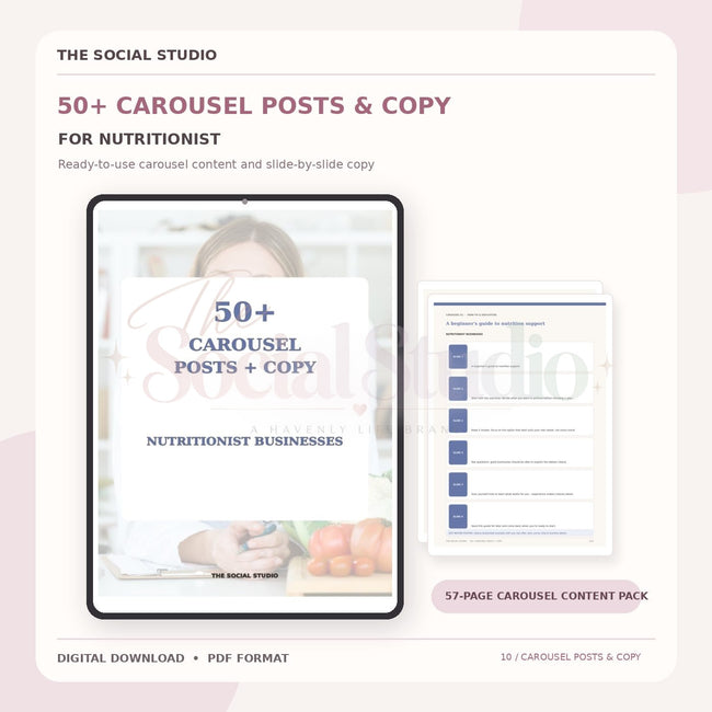 Nutritionists – Carousel Ideas & Copy Pack | The Social Studio