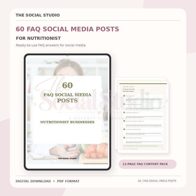 Nutritionists – FAQ Social Media Post Pack | The Social Studio