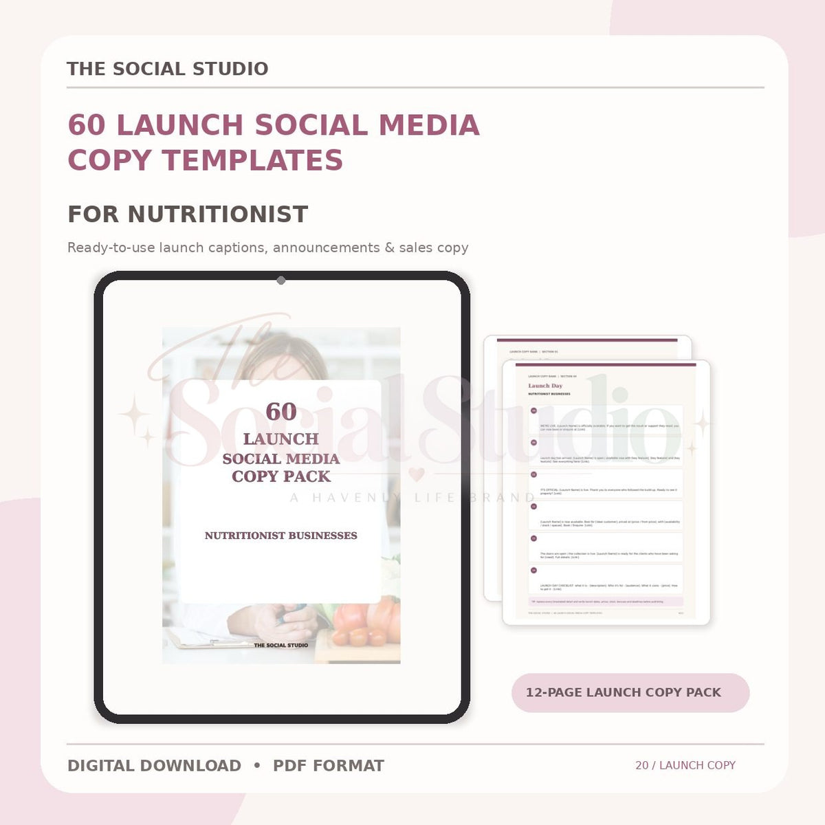 Nutritionists – Launch Social Media Copy Pack | The Social Studio