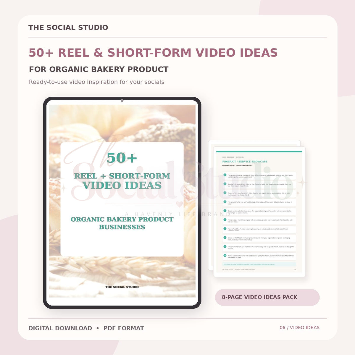 Organic Bakery Products – Reels & Short-Form Video Ideas Pack | The Social Studio
