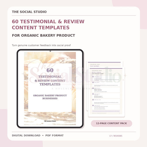 Organic Bakery Products – Testimonial & Review Content Templates | The Social Studio
