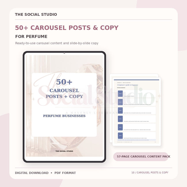 Perfume – Carousel Ideas & Copy Pack | The Social Studio